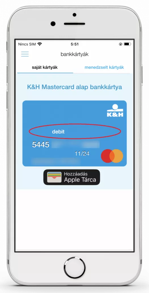 Bankkártya letiltási nézet K&H mobilbankban