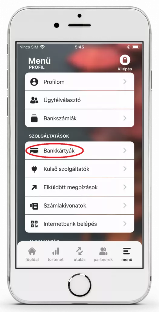 Bankkártya letiltási menüpont MBH (korábban BB) Mobil App-ban