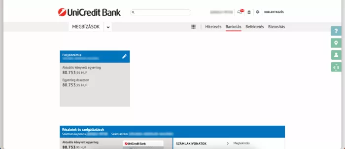 Unicredit netbank számlakivonatok