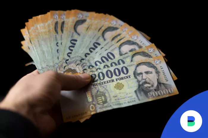 Húszezres bankjegyeket tart a kezében egy férfi
