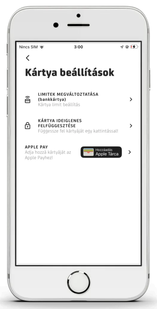 UniCredit mobilbank kártya letiltás képernyő
