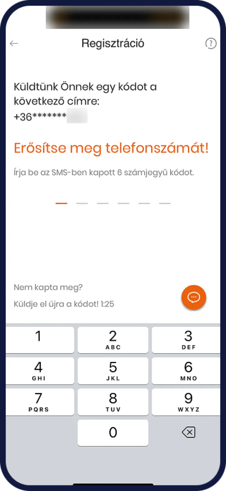 CIB szelfis számlanyitás regisztrációs képernyő