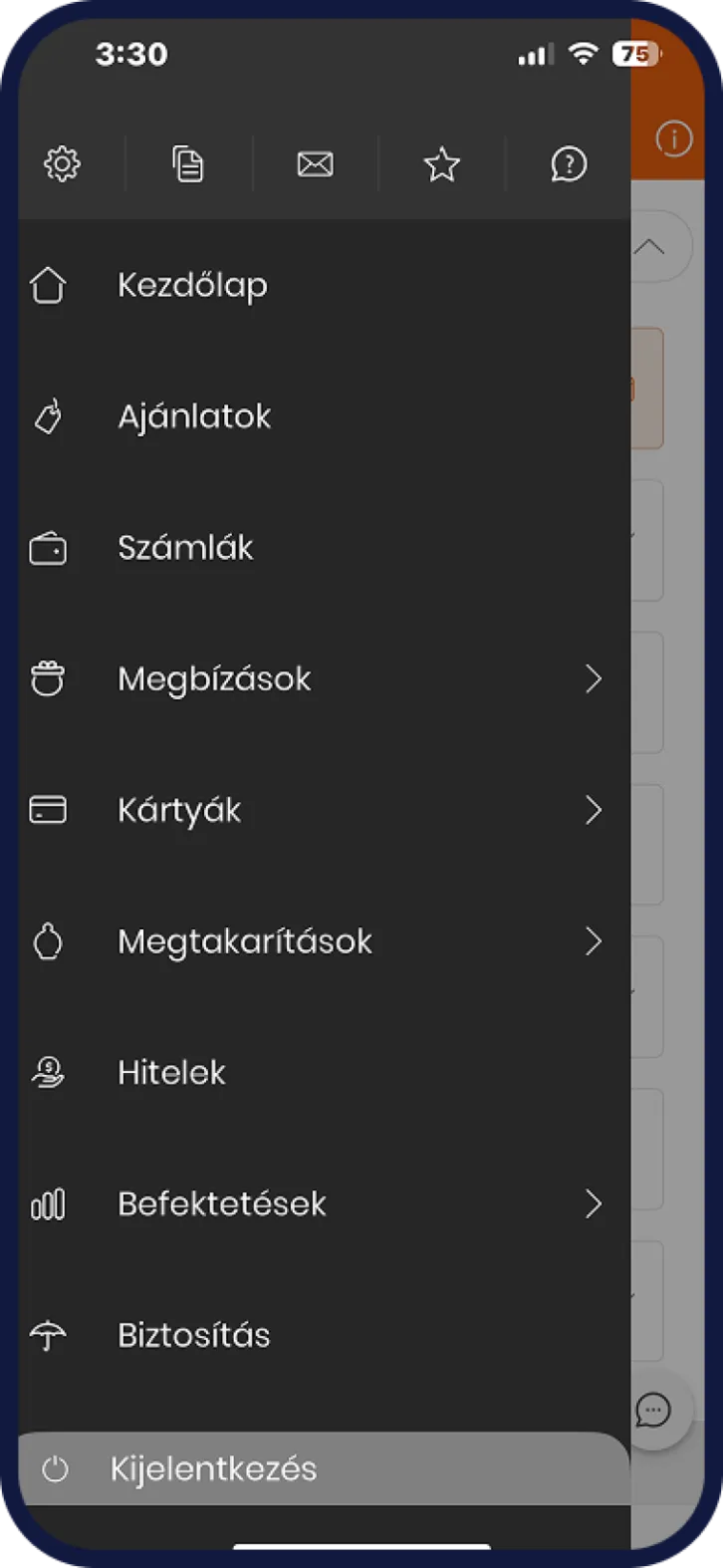 CIB mobilbank bankszámla főmenü