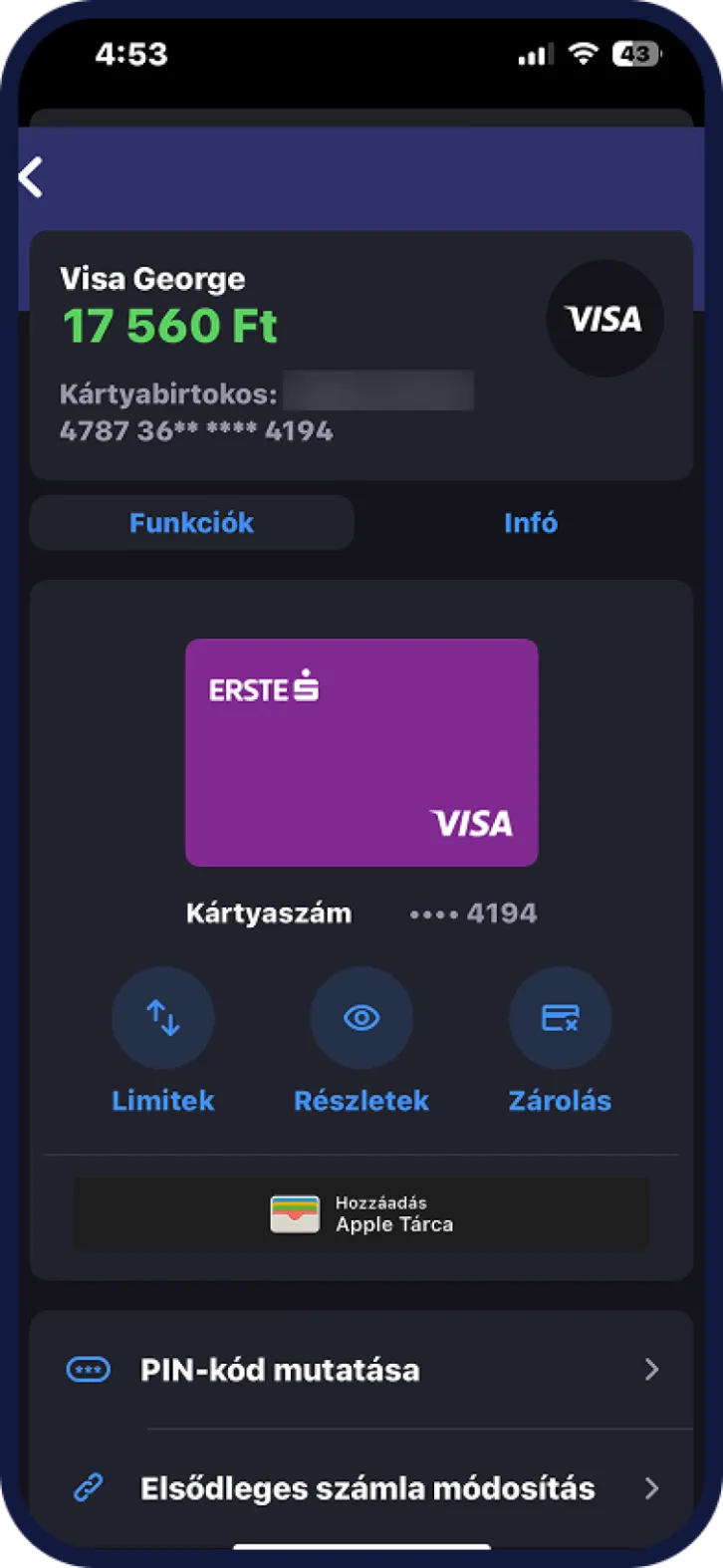Erste George bankkártya letiltás