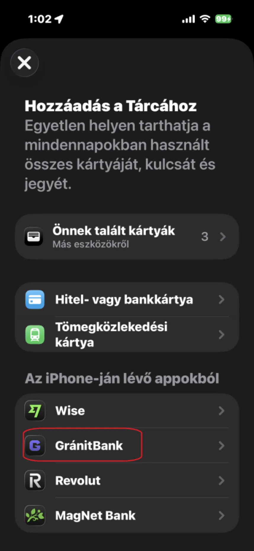 Apple Tárca képernyőkép