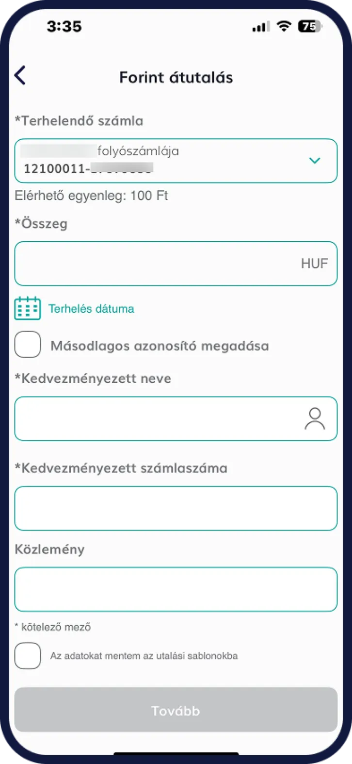Gránit számlacsomagról így lehet utalást indítani