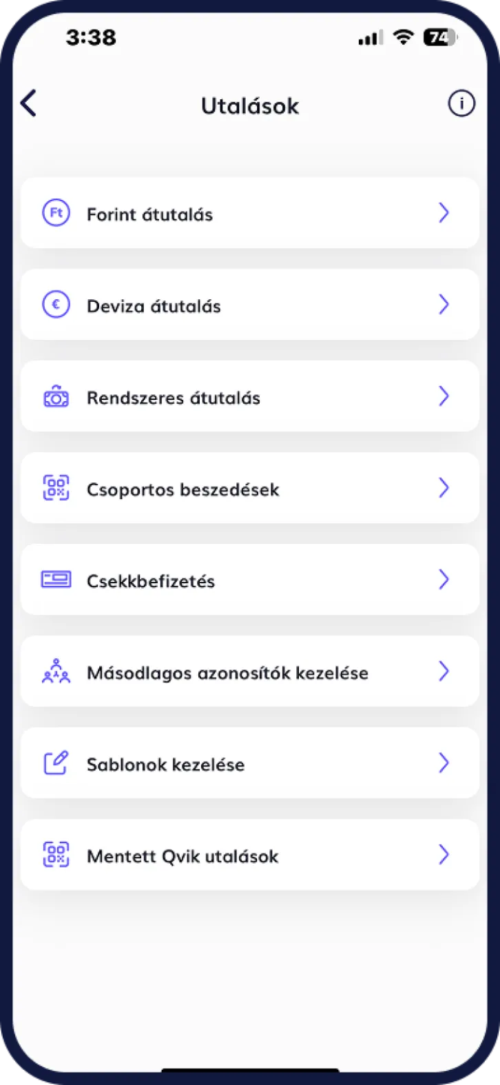 Gránit bankszámláról indítható megbízások
