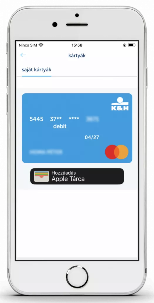 KH mobilbank bankkártya nézet
