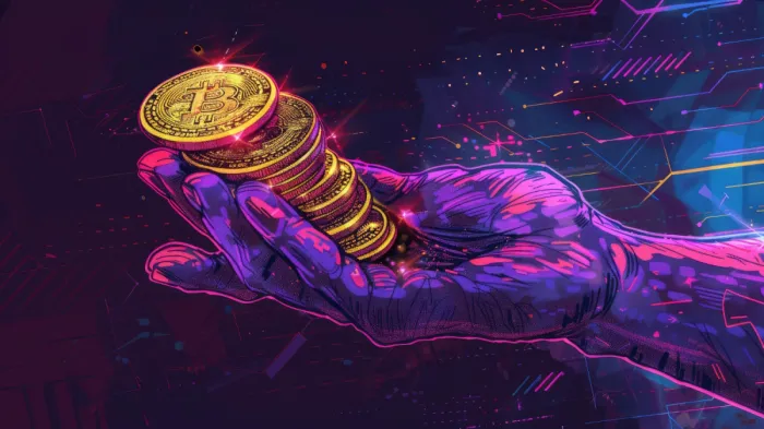 Bitcoin egy rajzolt kézben