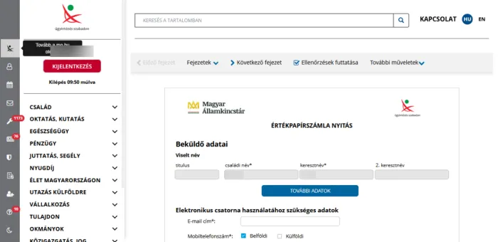 Értékpapírszámla nyitás az ügyfélkapun