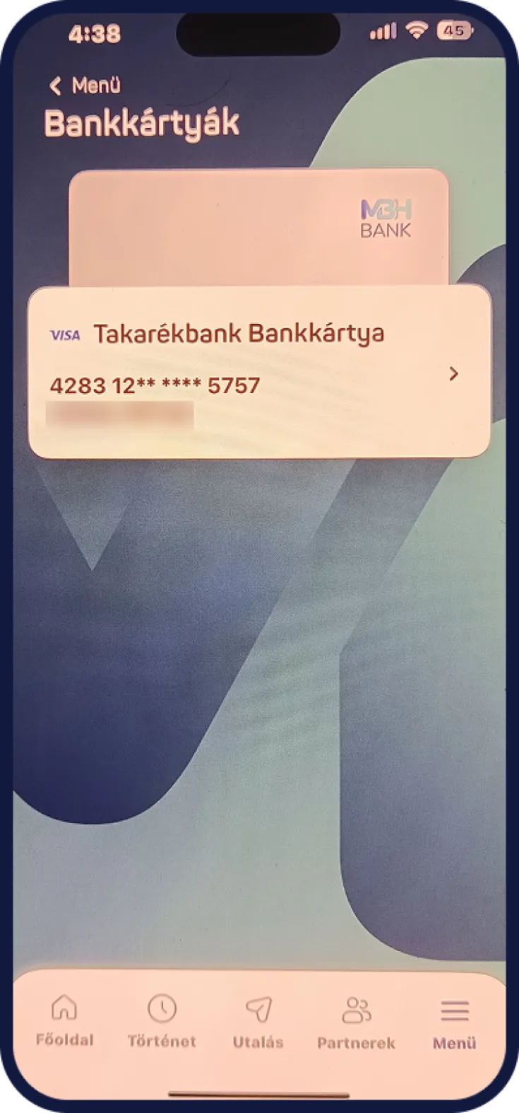 Bankkártya letiltási menüpont MBH