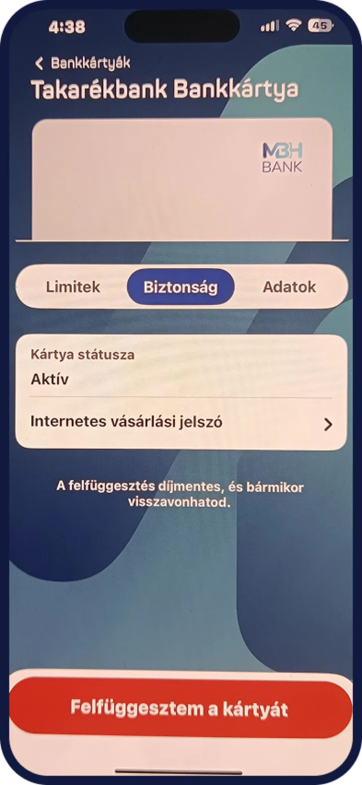 MBH bankkártya letiltás