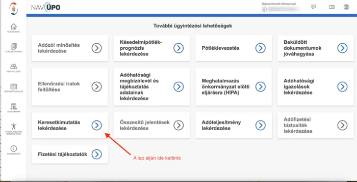 A lap alján kattints a keresetkimutatás lekérdezése gombra.