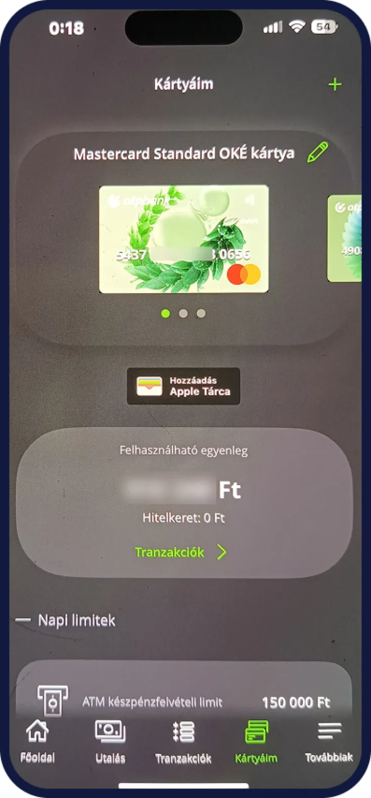 OTP mobilbankban a bankkártyát itt lehet korlátozni