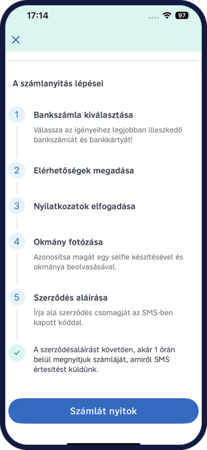 Raiffeisen számlanyitás mobilappban