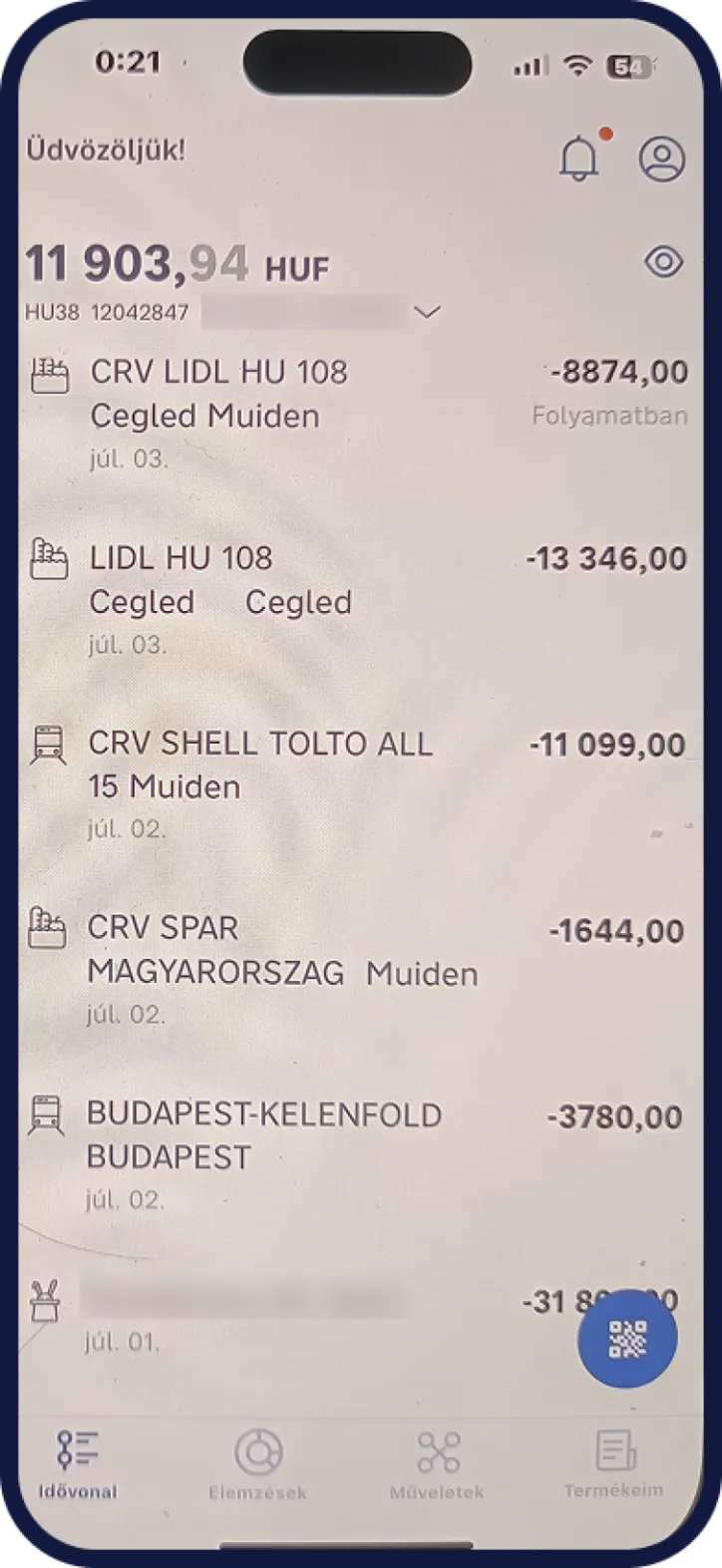Raiffeisen számlán történt tranzakciók