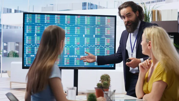 Részvényárfolyamok egy monitoron
