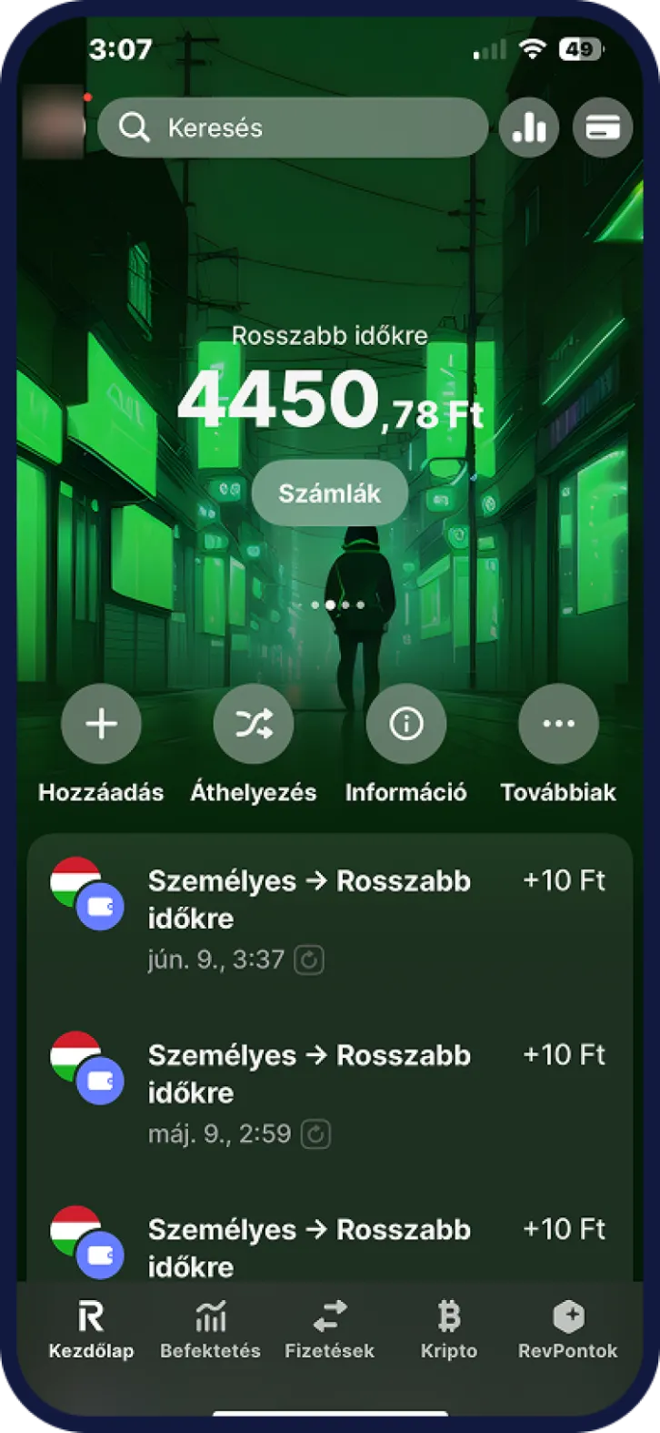 Revolut széfek nézet