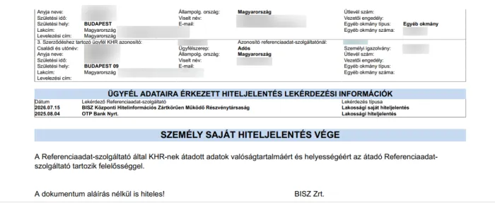 Saját hiteljelentés dokumentum 3.