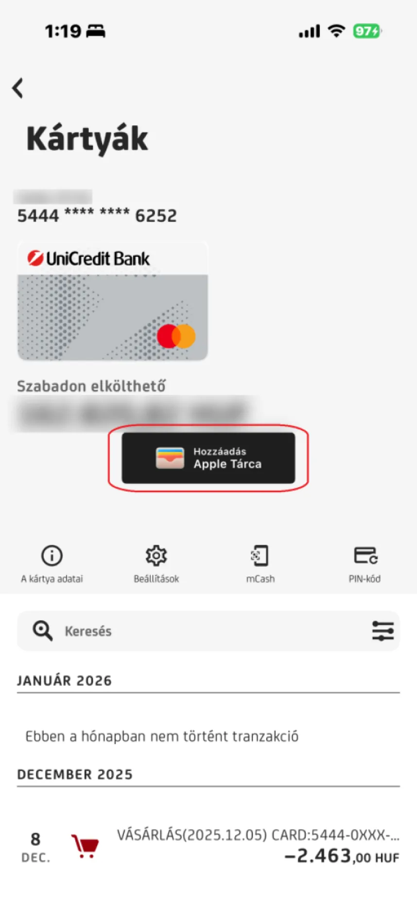 Apple Tárca képernyőkép