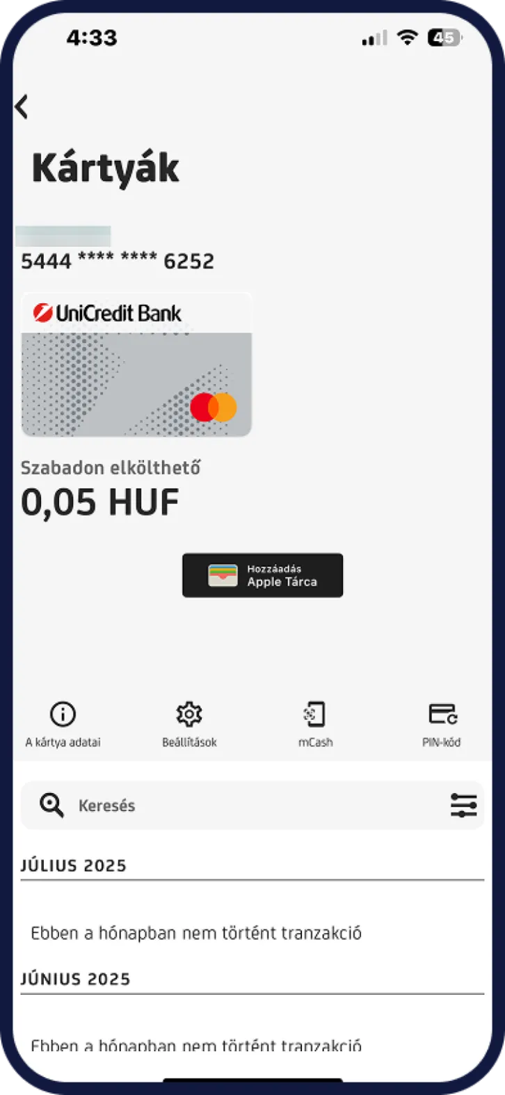 UniCredit mobilbank kártya letiltás