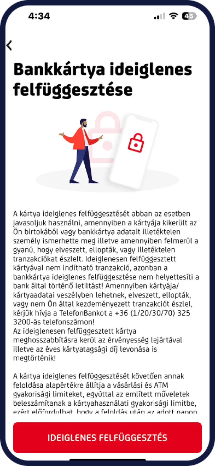 UniCredit mobilbank kártya felfüggesztés