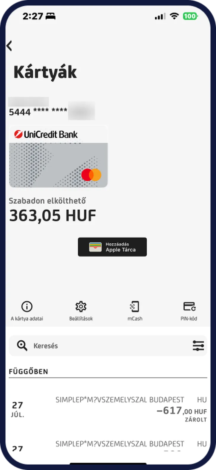 UniCredit számlacsomag mellé ilyen bankkártya van