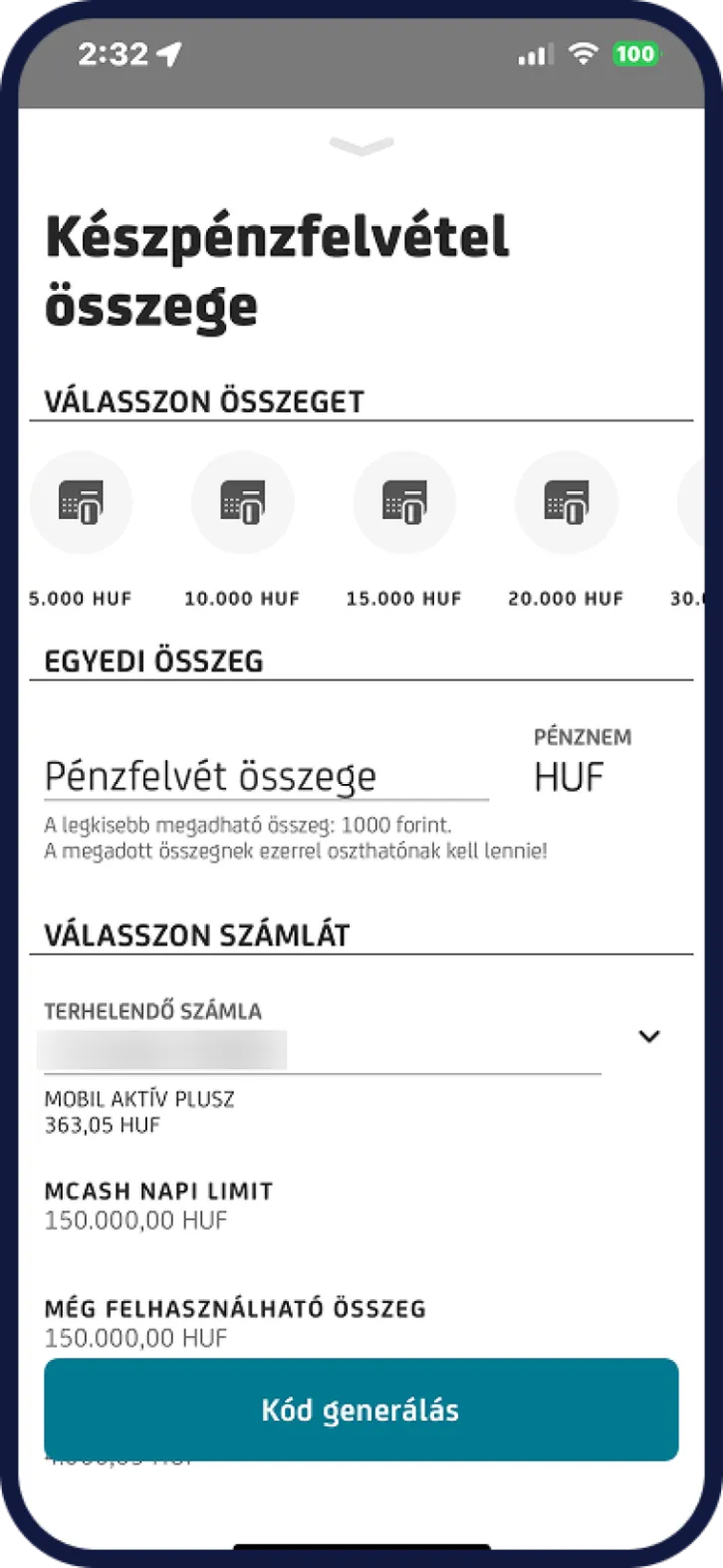UniCredit számlacsomagról készpénzt így tudsz felvenni mobilról