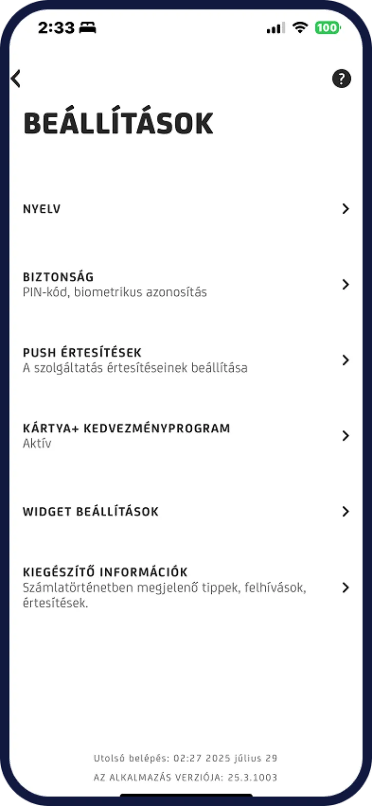 UniCredit mobilbank beállítások